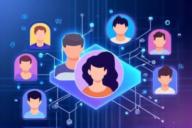 Illustration depicting diverse online profiles connecting in a digital space